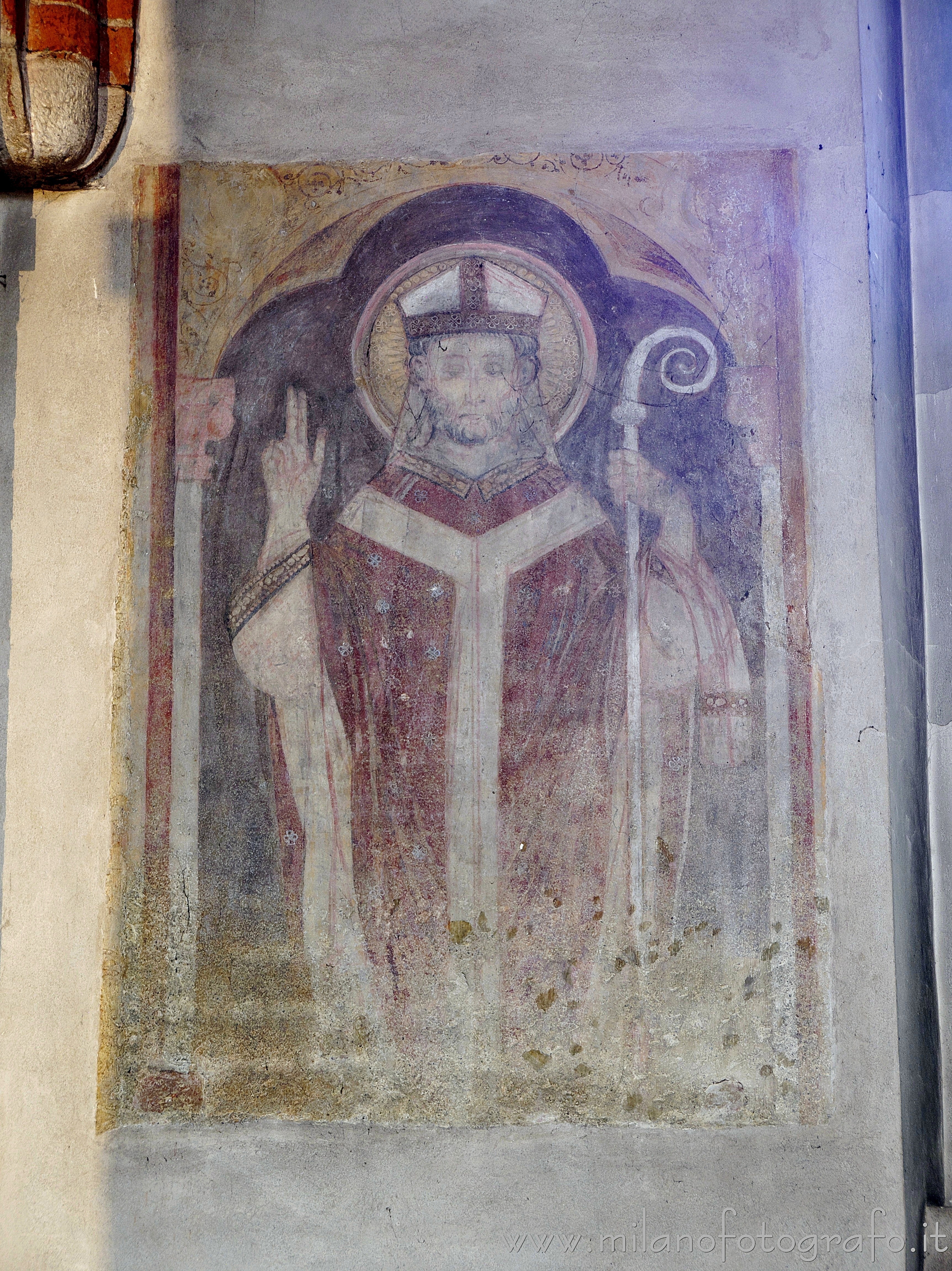 Milan (Italy) - Antique depiction of St. Eustorgius in the Basilica of Sant'Eustorgio - Full resolution picture